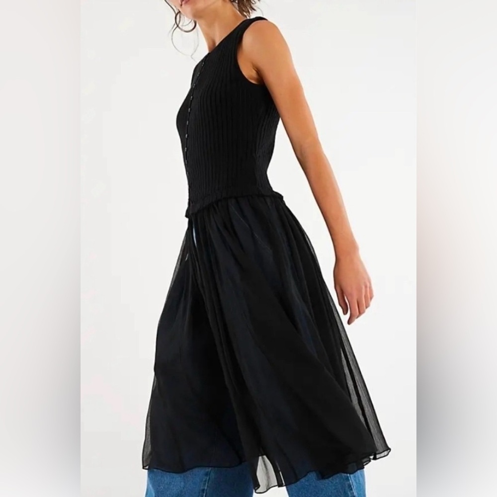 NWOT Free People Twice As Nice Black Maxi
Tunic Top